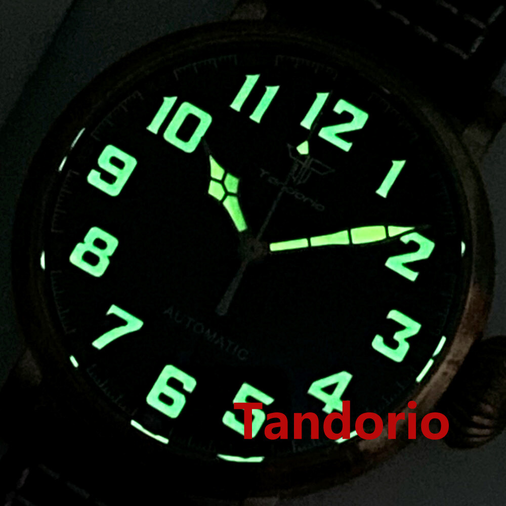 46.5mm Tandorio Sapphire Glass NH35A PT5000 Auto Movement Big Men Watch Luminous