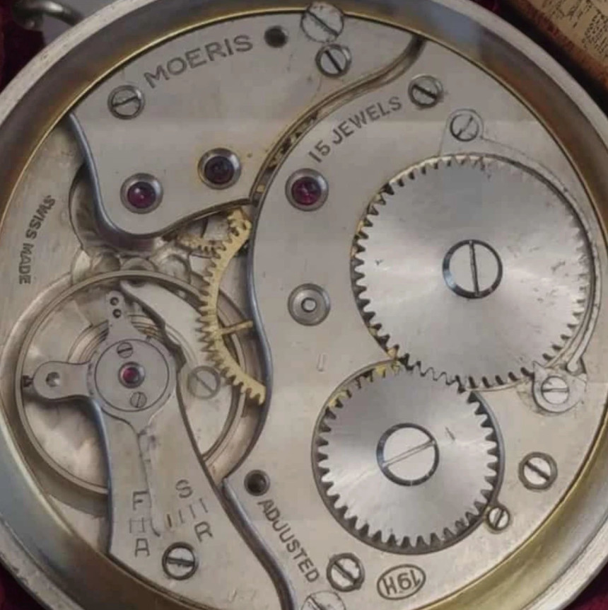 Antique Pocket Watch Swiss Mechanical MOERIS Military P Face Chain Civil Defense