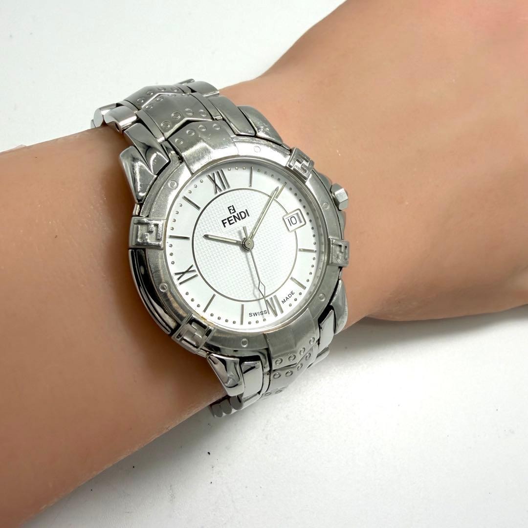 Fendi 3500G Men’s Quartz Watch Silver Zucca Roman Dial Japan 071771