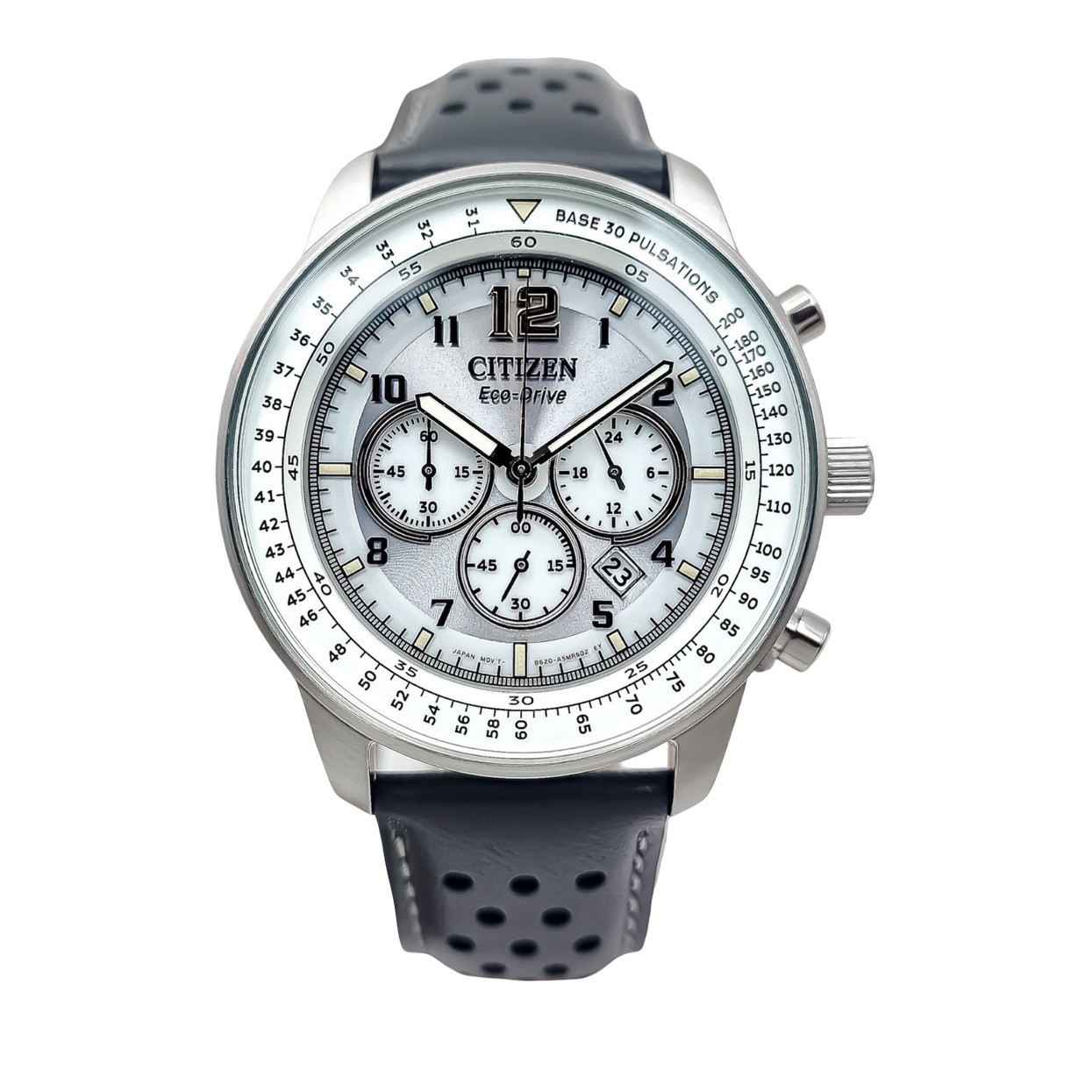 Citizen Gray Dial Chronograph Date Indicator Leather Band Men’s Watch CA4500-24H