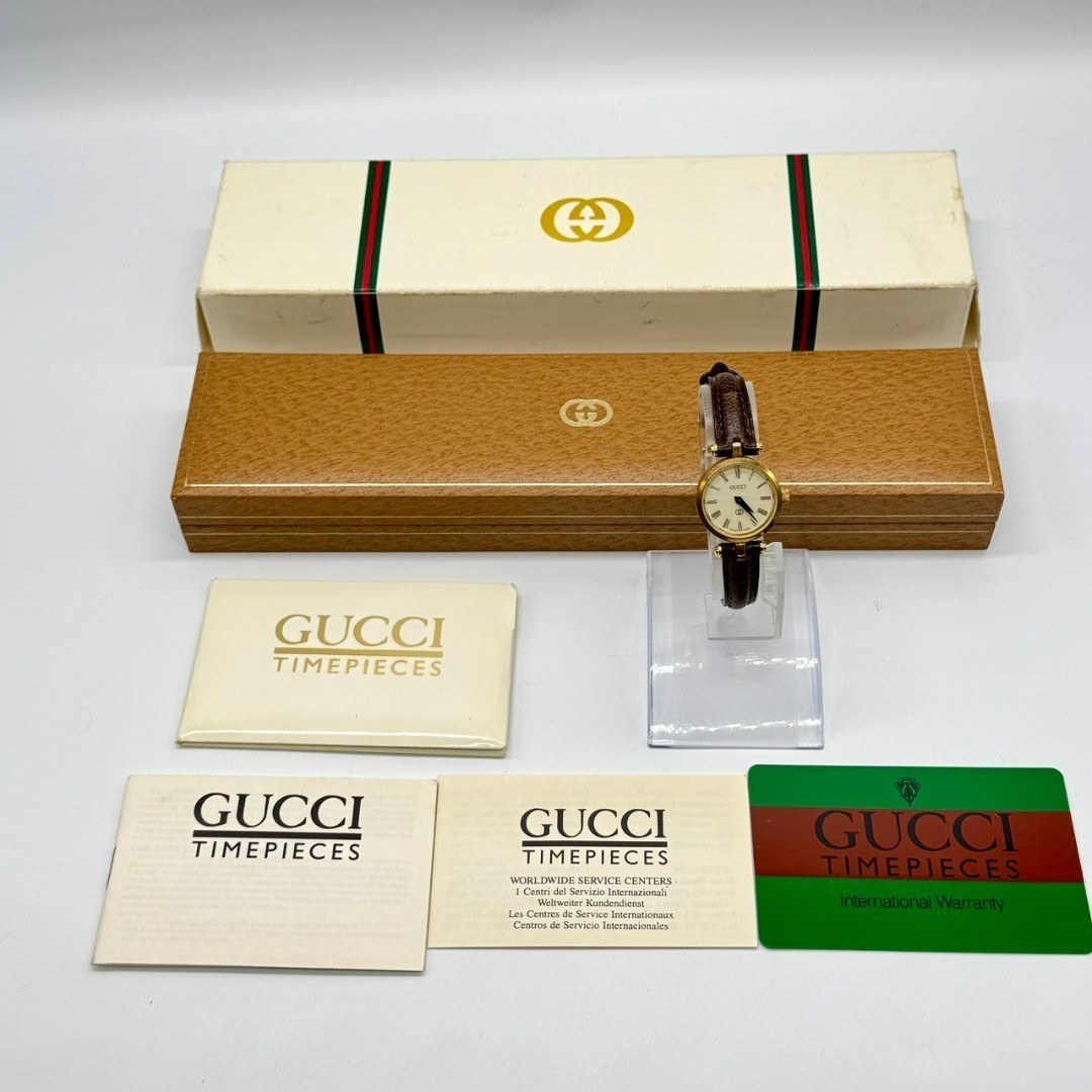 GUCCI Watch Sherry Line Ivory Dial Quartz 2 Hands with Box Working