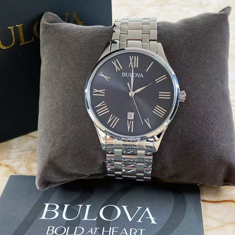 Bulova Classic 96B261 Gray/Black Dial Silver Bracelet Men Quartz Watch 40MM New