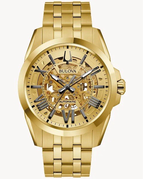 Bulova Sutton Classic Automatic Men’s Gold Stainless Steel Watch 43 MM 97A162