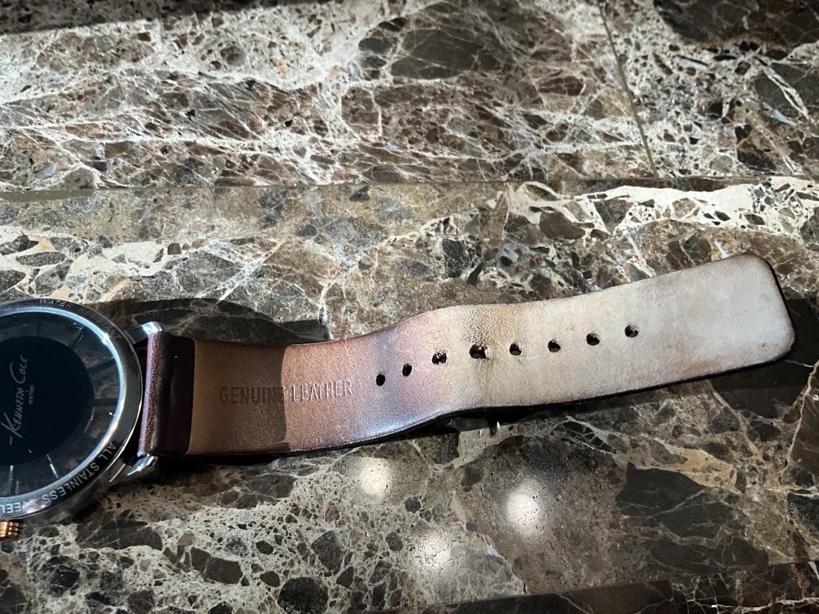 Kenneth Cole Men’s Transparency See Thru Dial Watch [new Battery] Leather Strap