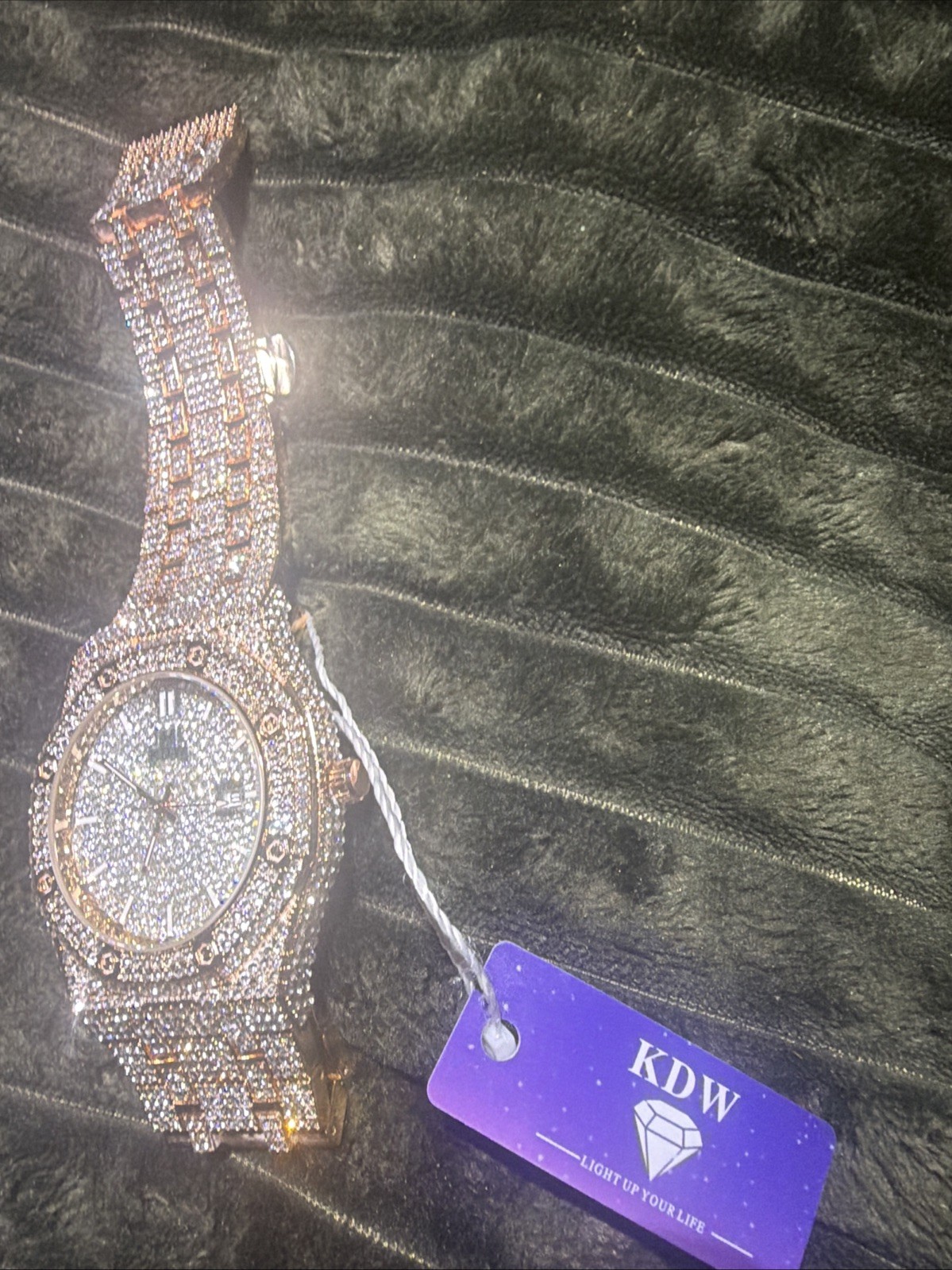 Bustdown”ICED” Out Luxury Wristwatch Diamond Pattern Gold Silver Movement Italy”