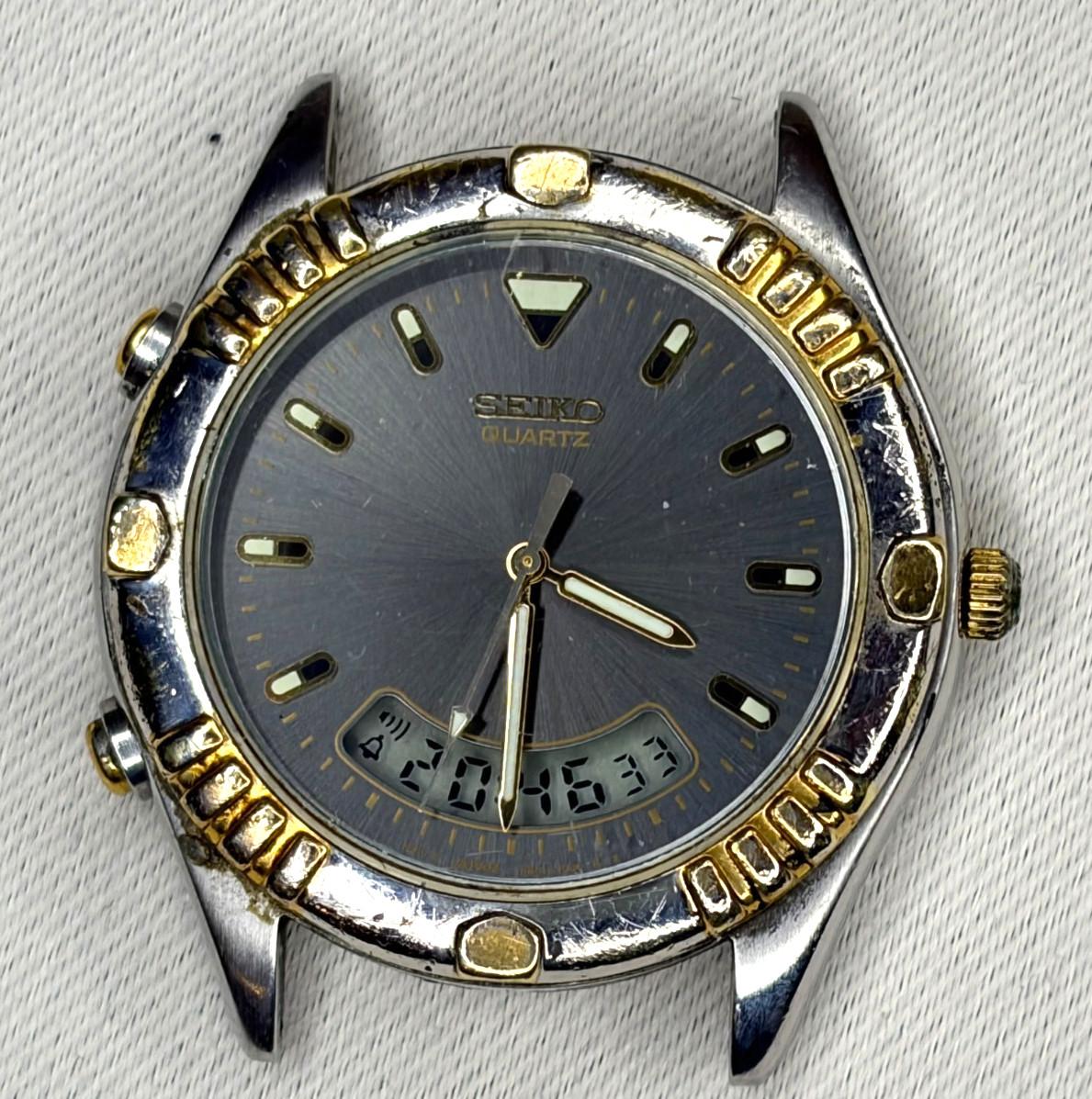 Vintage Seiko H801-7028 Ana-Digi Men’s Chronograph Alarm Watch WORKING Head Only