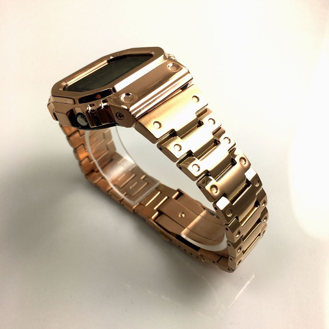 Casio Metal G-Shock DW5600 Mod Rose Gold Steel Bezel Bracelet 5600 Full Custom