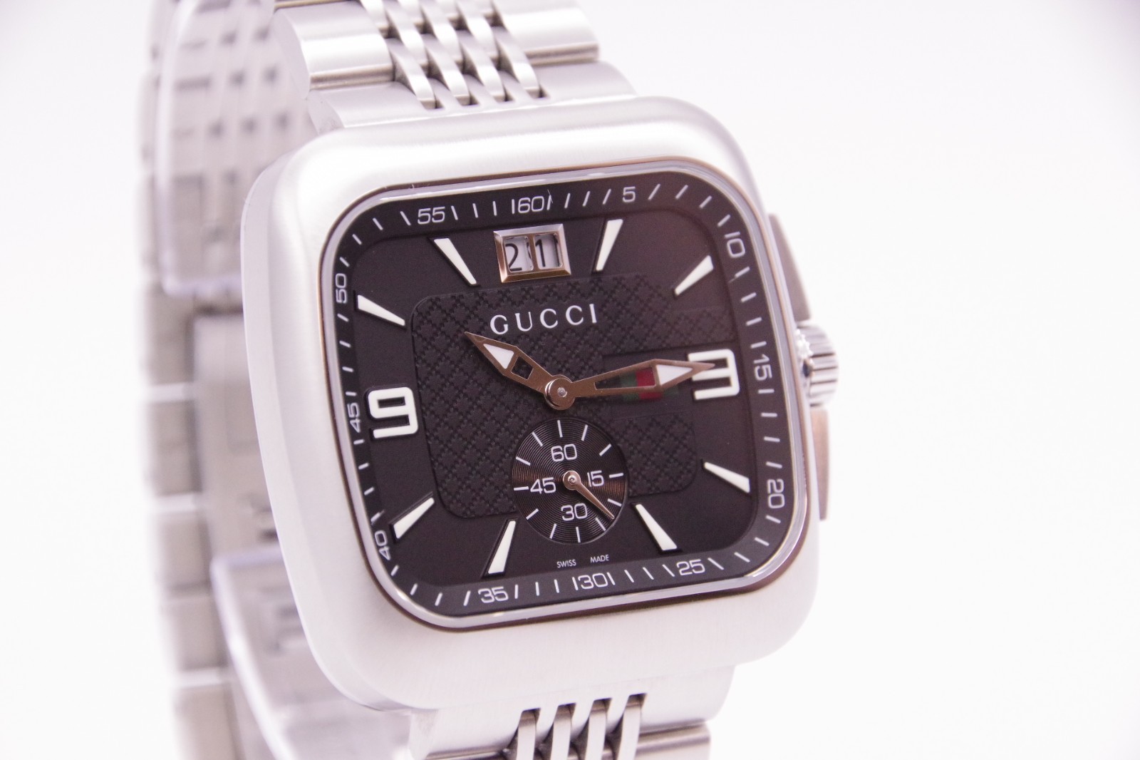 🎦New Batt [MINT w/Box] GUCCI Coupe 131.3 Black Dial Small Second Qz Men’s JAPAN