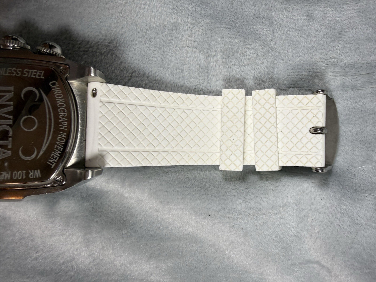 Invicta Lupah 4544 Men’s Chronograph Swiss Quartz Blue Dial White Strap Watch