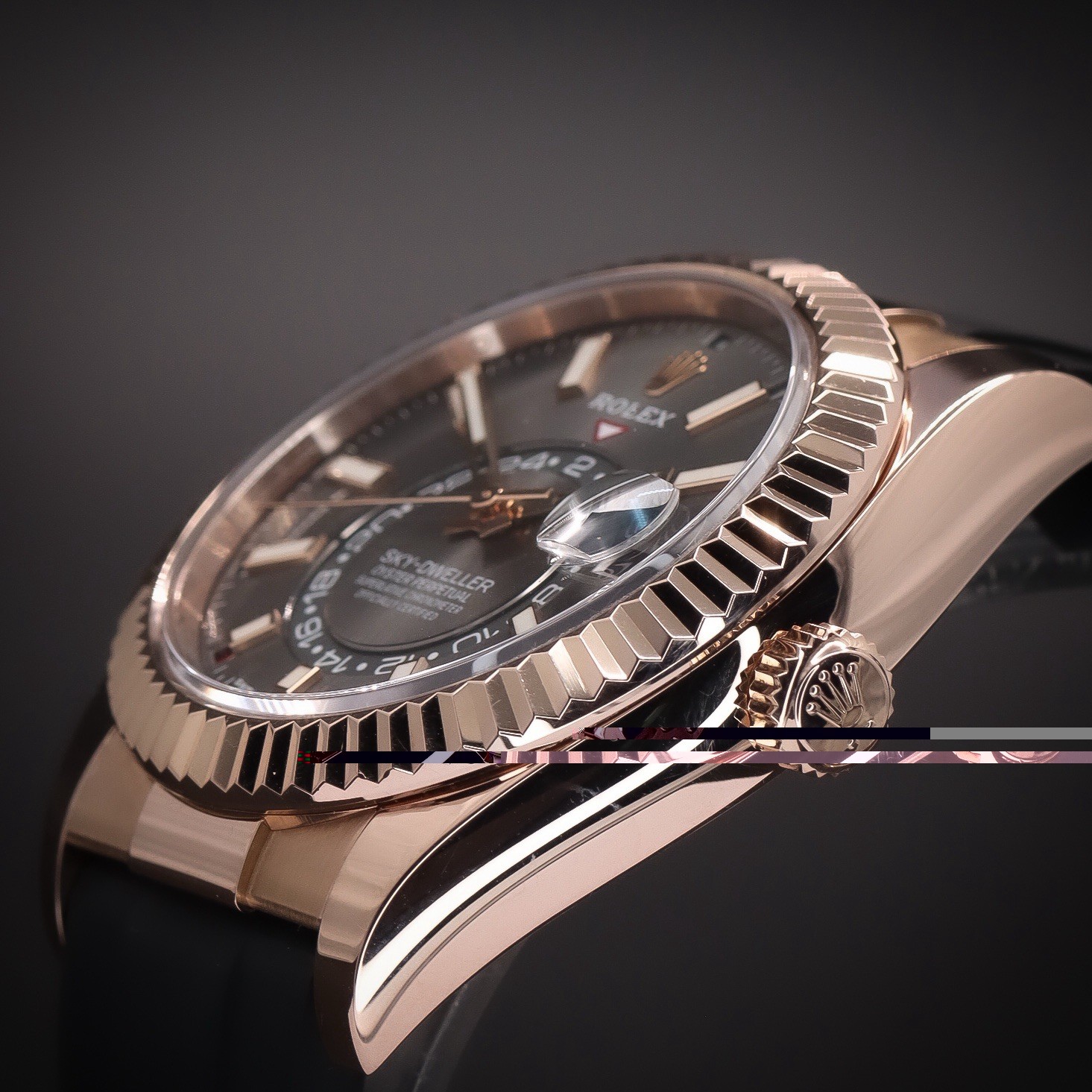 ROLEX Sky-Dweller “Slate” 18k Everose Gold & Oysterflex | 326235 | Full Set