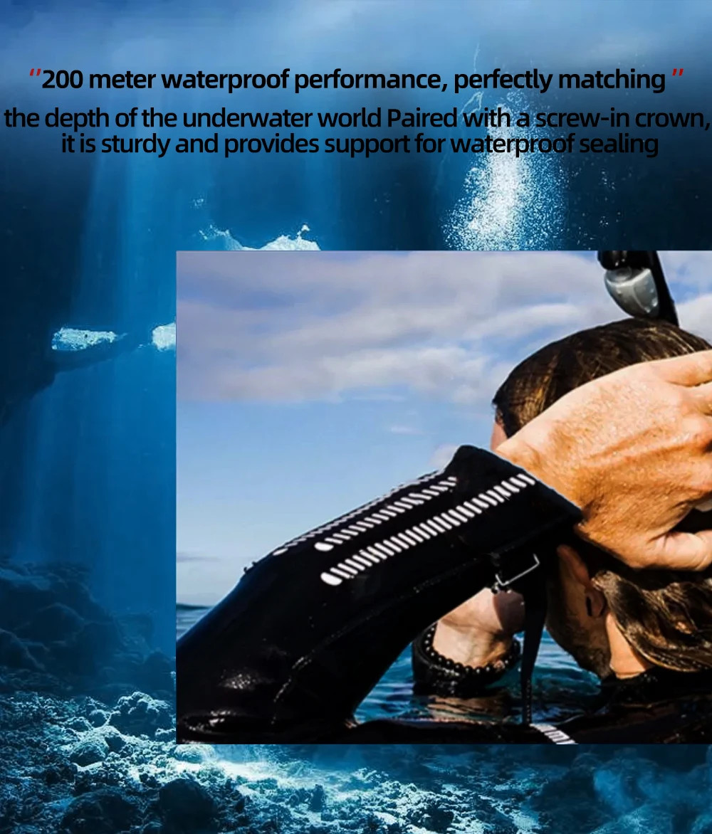 ADDIESDIVE Rubber Silicone Quartz Watch Fashion AD2040 200m Dive Watch