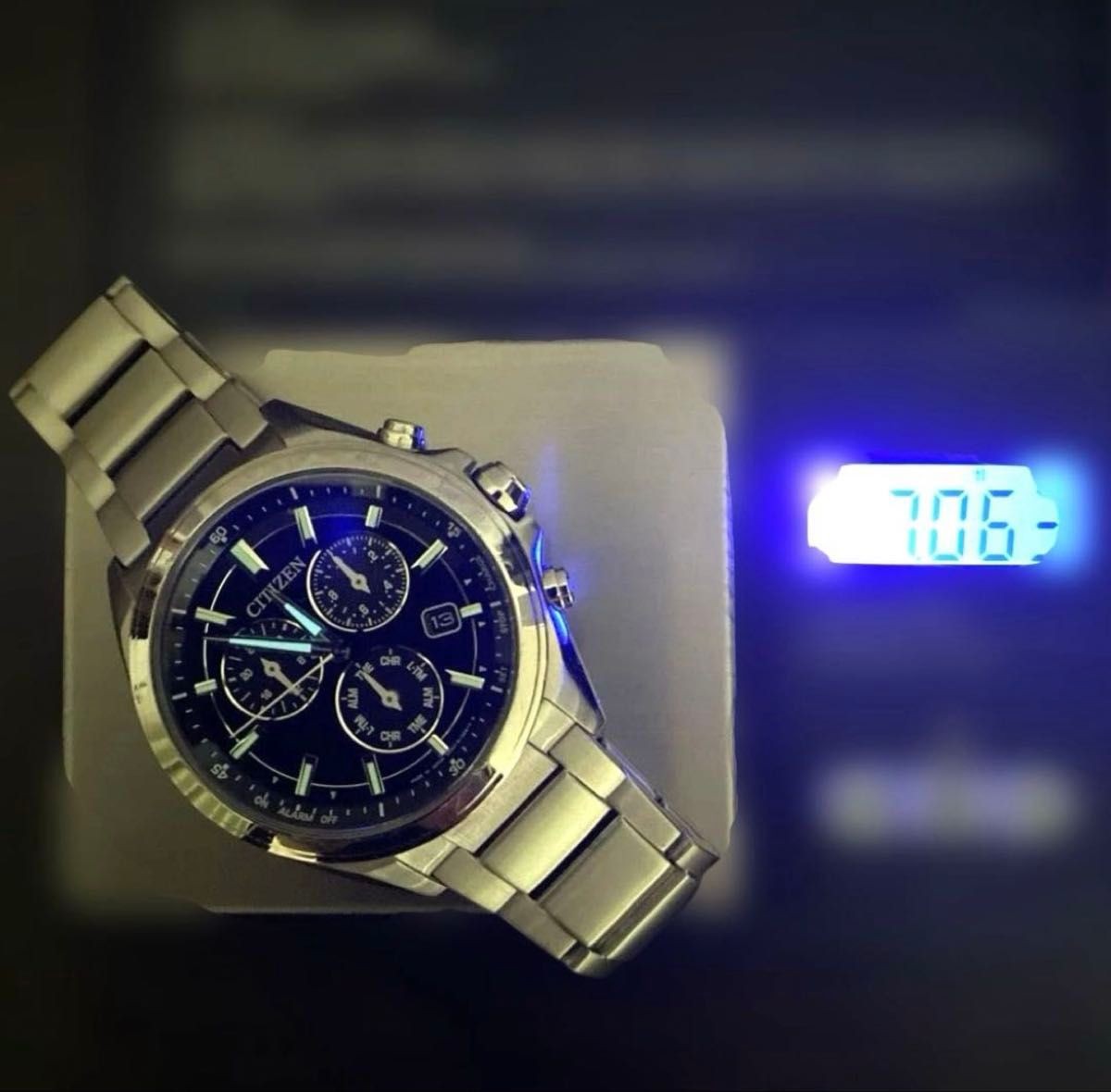Citizen Attesa E820-S096081 Eco-Drive Chrono Black Dial Titanium Watch Japan