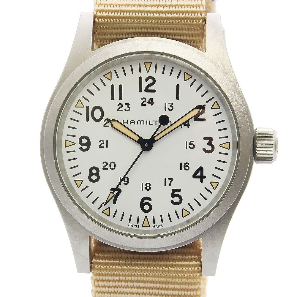 Hamilton H694390 Khaki Field Mechanical Hand Wind Stainless Steel Nylon Beige Br