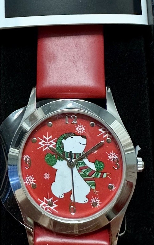 Avon Women’s Tis The Season Watch Polar Bear Red Strap 2009 New in Box F3345861
