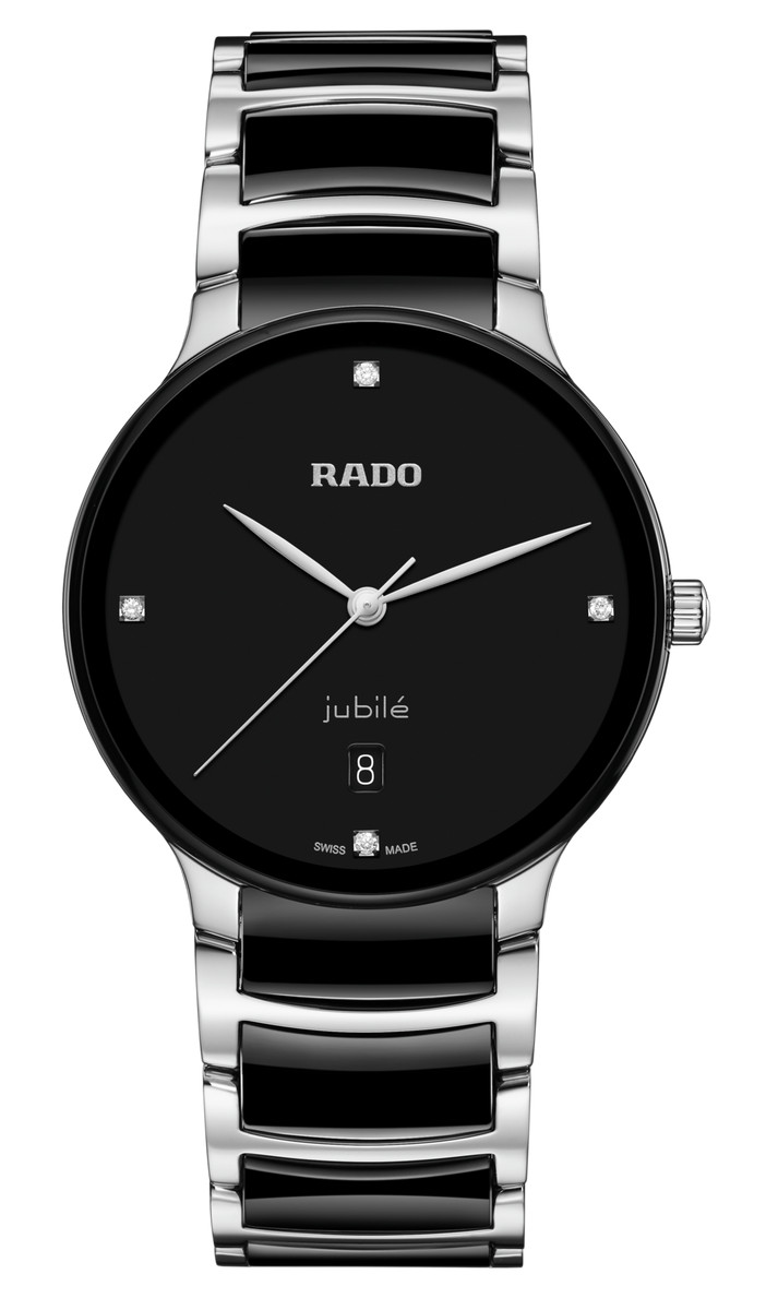 Rado Centrix Diamonds Quartz Black Dial Swiss Unisex Luxury Watch R30021712 NEW