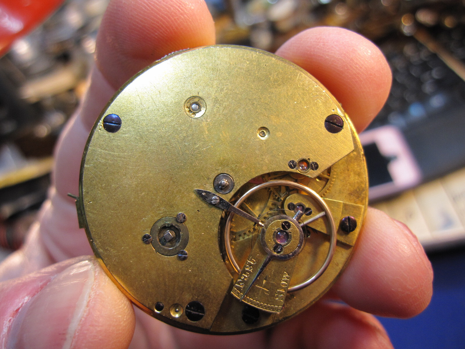 45.5mm English fusee Duplex pocket watch movement ticks