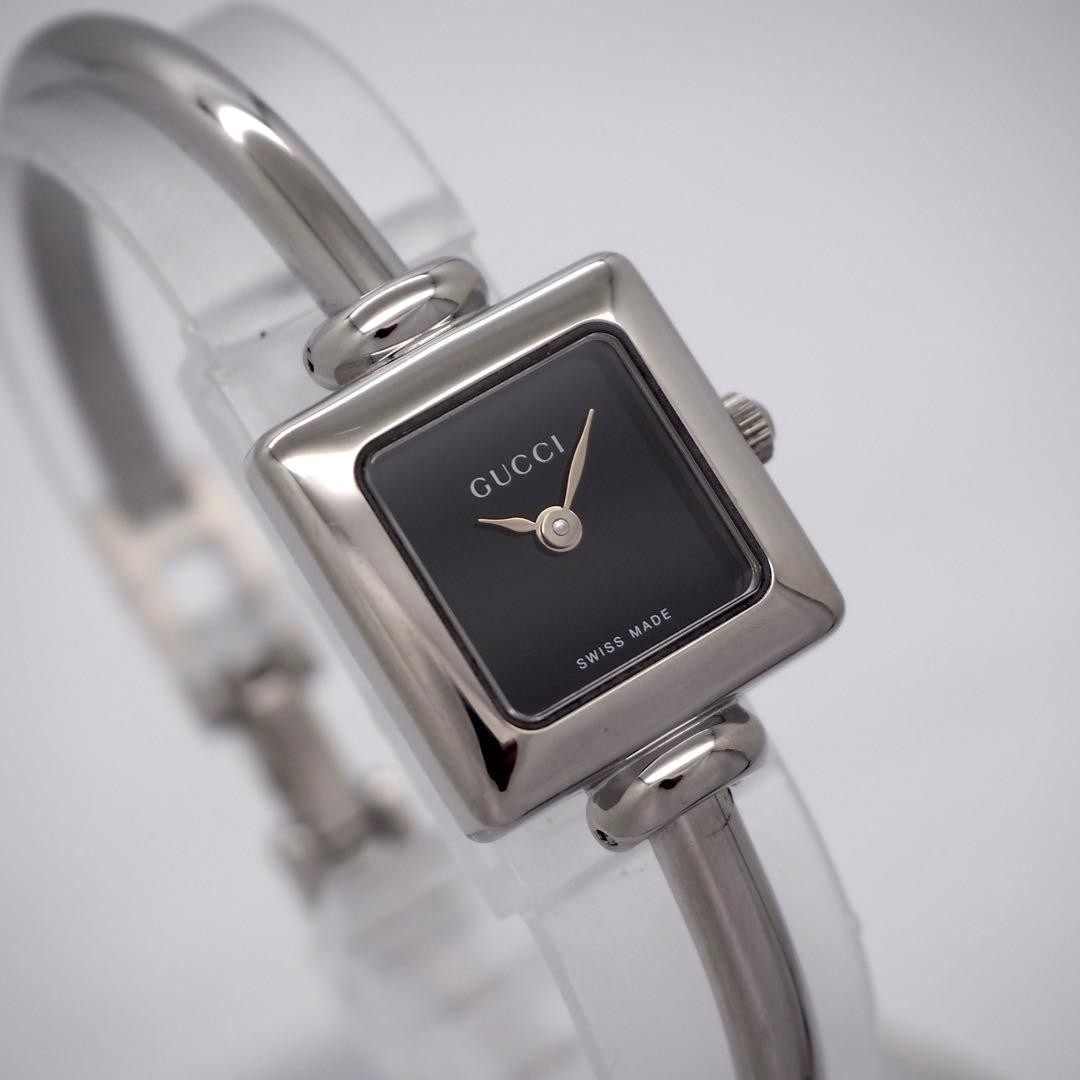 Gucci 1900L Square Ladies Quartz Watch Silver Black Japan 07908