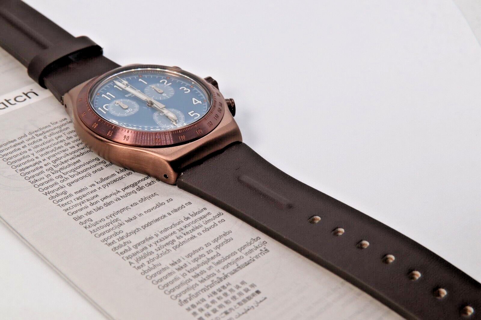 Swatch & Irony Chrono YVC100 Back To Copper 43mm Blue Gray Dial Glow