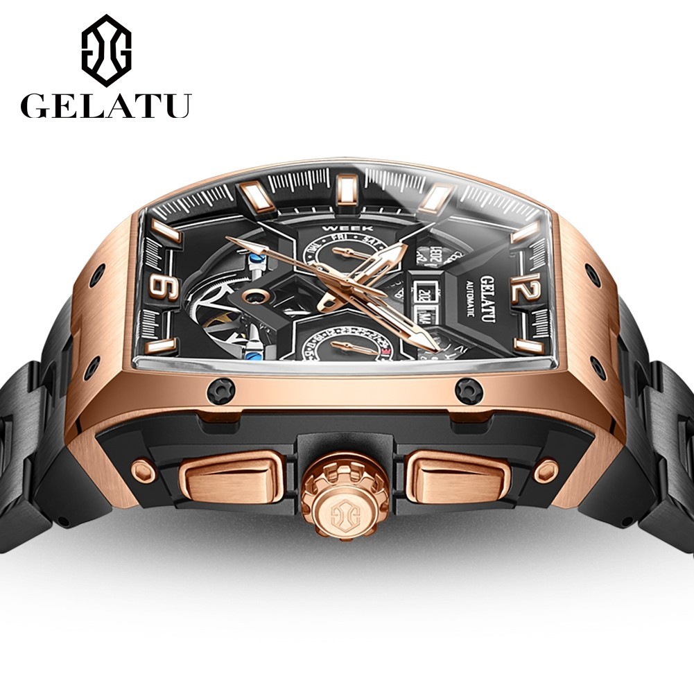 GELATU Men’s Full Automatic Mechanical Watch, Sapphire Mirror, Complete Calendar