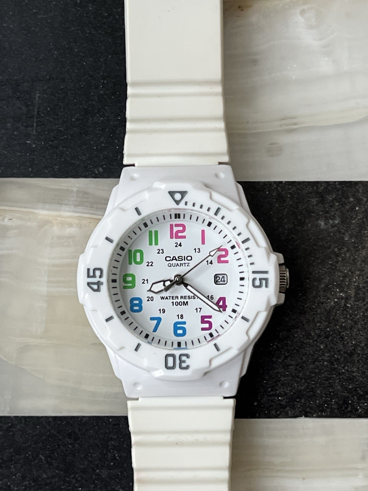 Casio 3363 LRW-200H White-Tone Quartz Analog Women’s Watch New Battery 34mm