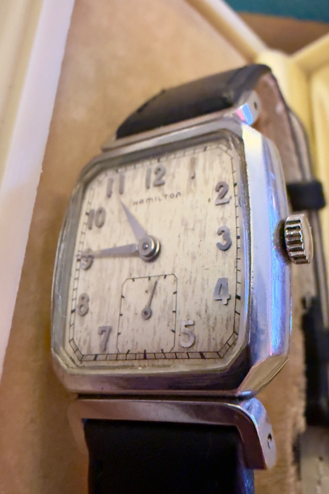 Vintage Hamilton Raymon 747 17J Stainless Steel + Original Boxes Art Deco Watch