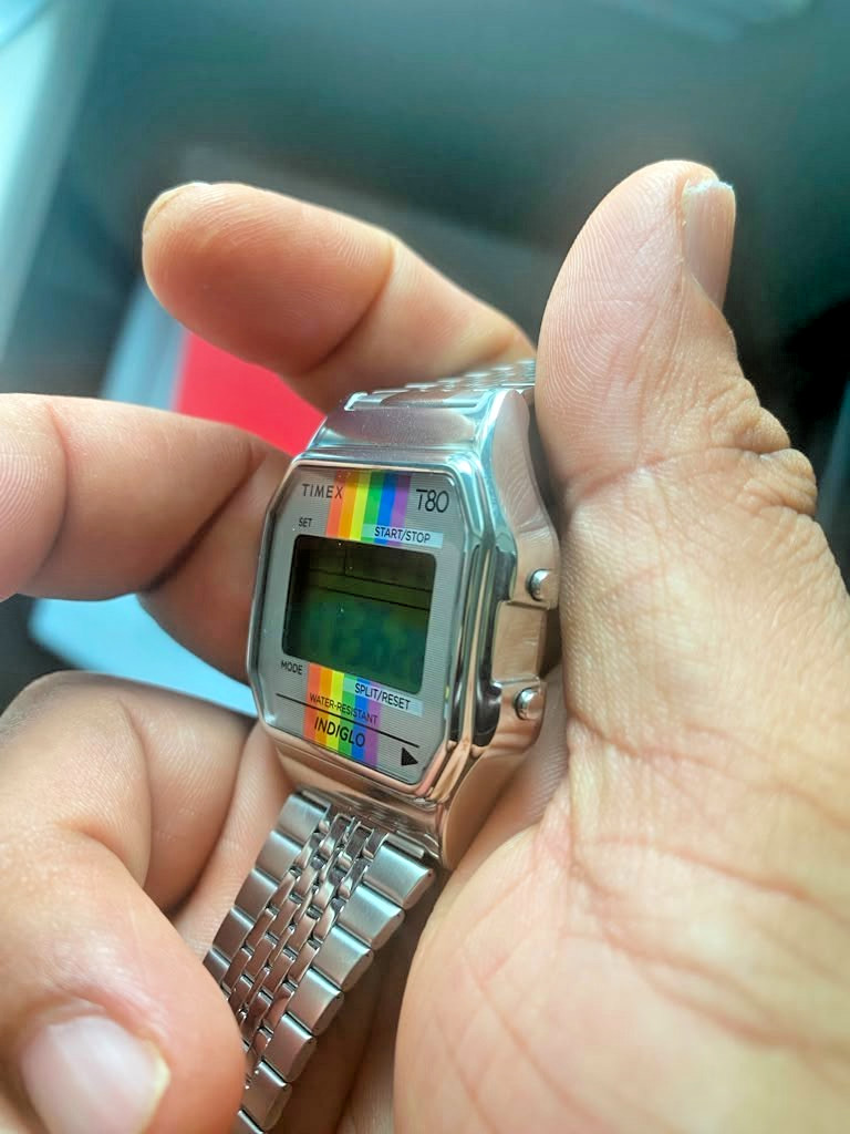 Timex T80 Digital Watch Rainbow Pride Indigo 30meters TW2U70700 (Read Desc)