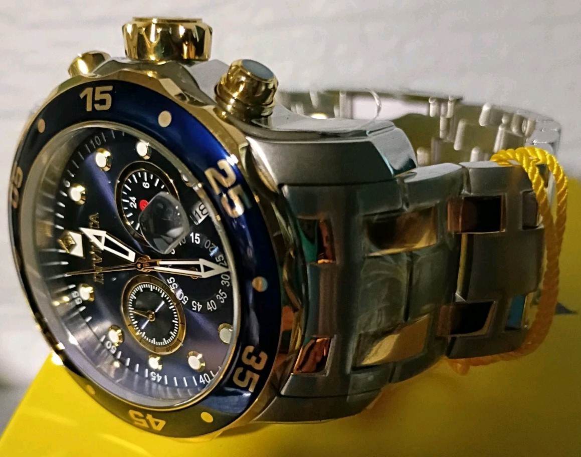 48-Invicta Pro Diver SCUBA Men’s Watch, 48mm, Steel, Gold | Two-Tone Blue (0077)