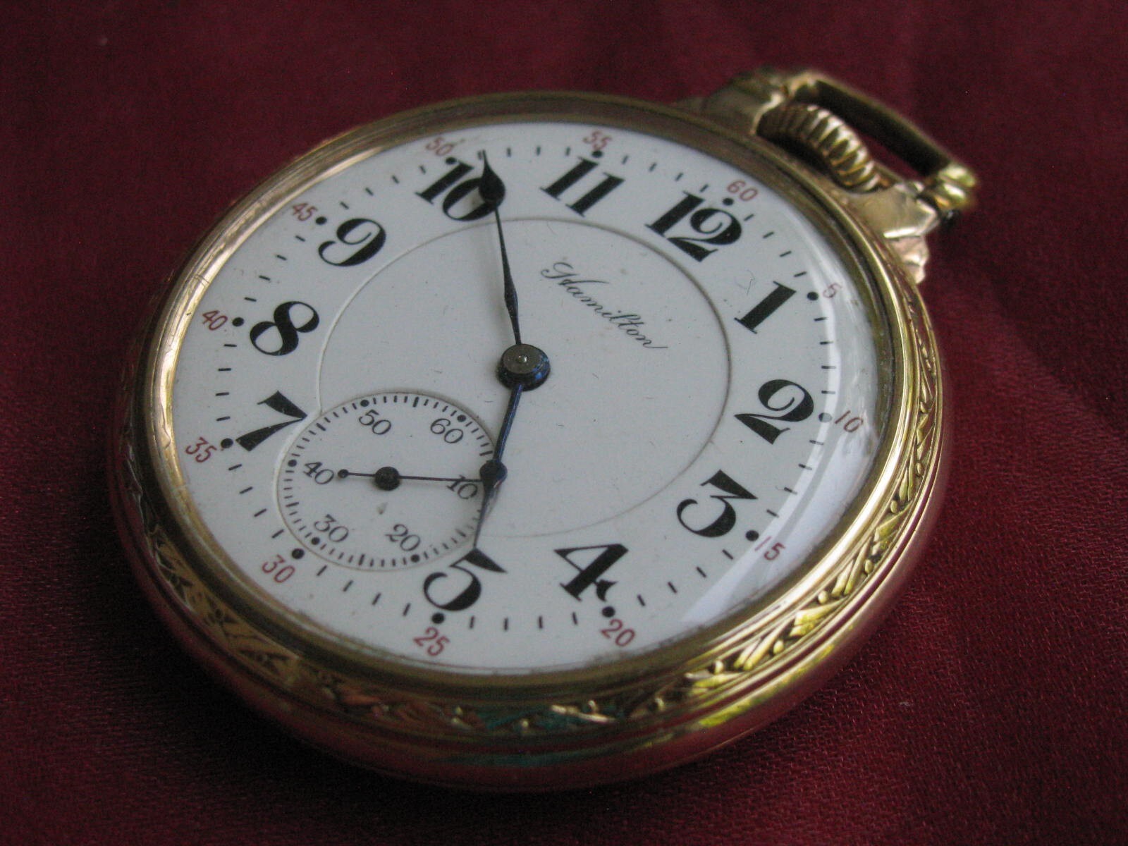 Hamilton 992 21j 16s Railroad Pocket Watch, YGF Model 8 Bar-Over-Crown Case
