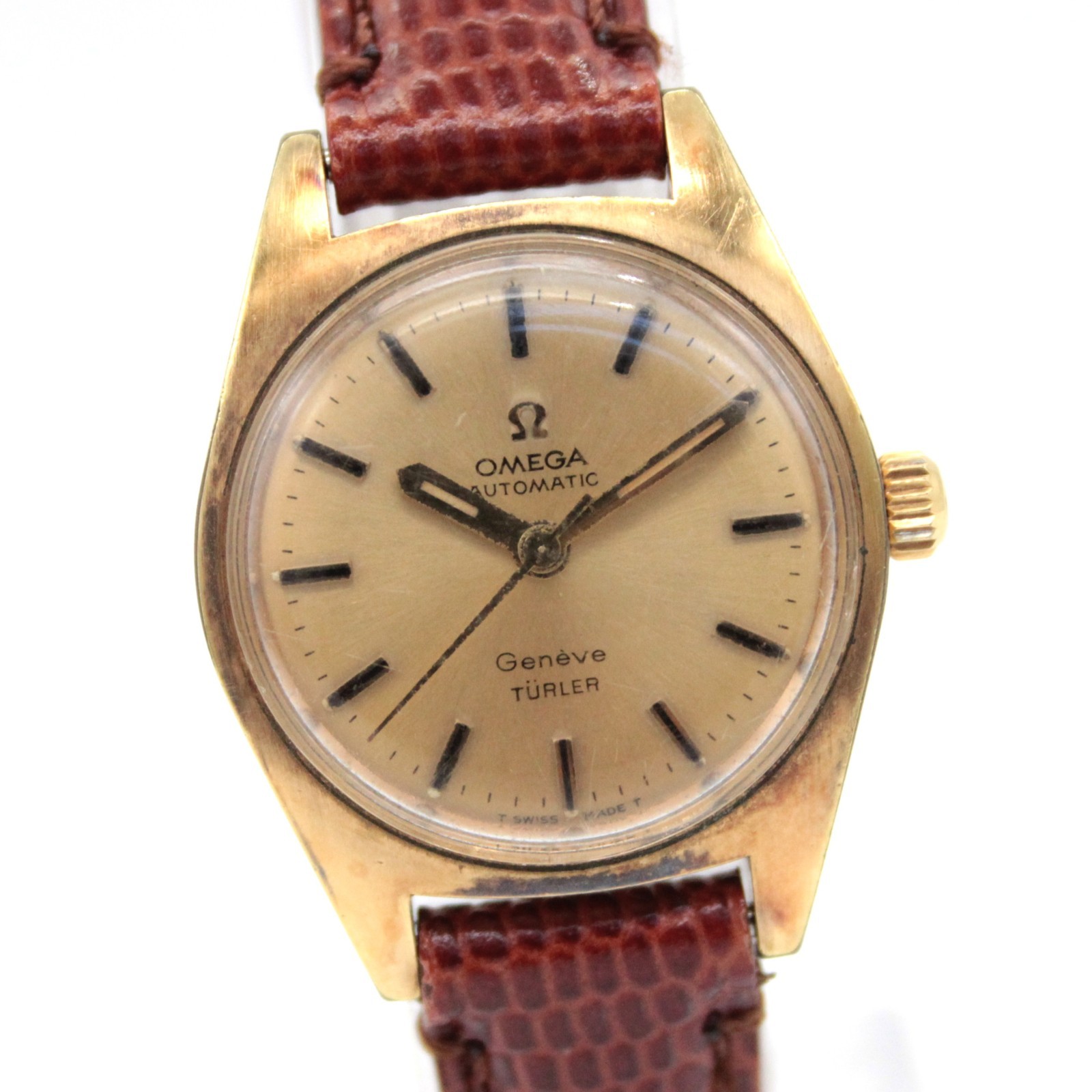OMEGA Geneve TURLER Double Name 565.012 Gold 24mm Automatic Women’s JAPAN A503