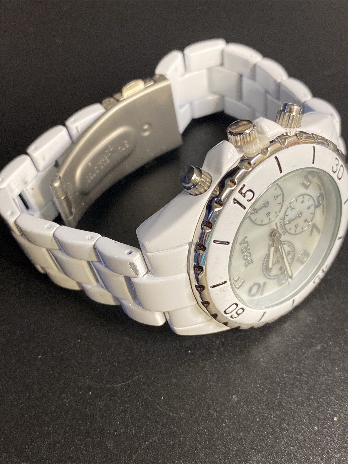 Bora Watch Women’s Quartz Watch All White New Battery Mother Of Pearl Fade