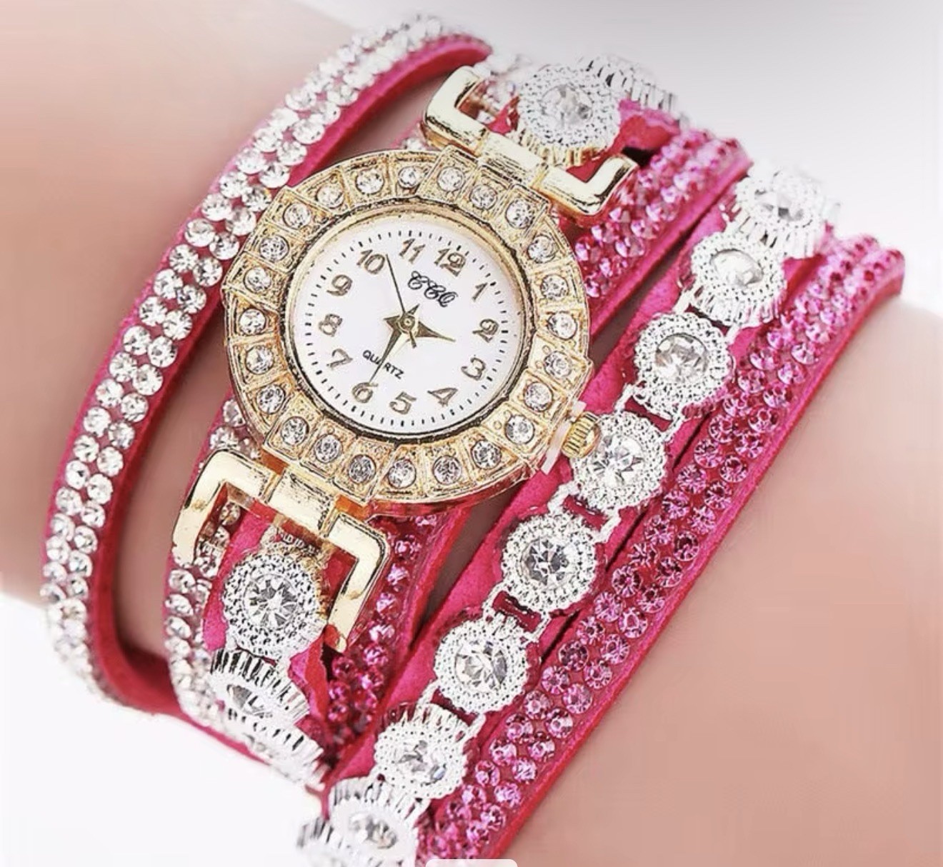 Wal-Joy Women’s Quartz Rhinestone Wrap Bracelet Watch Analog 12-Hour Dial