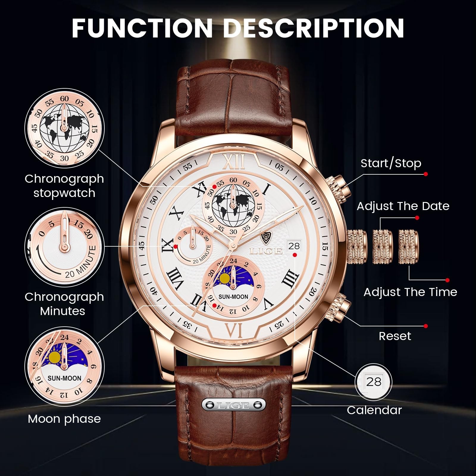 Stylish Men’s Chronograph Dress Watch – Elegant Wristwatch for Formal & Casual W