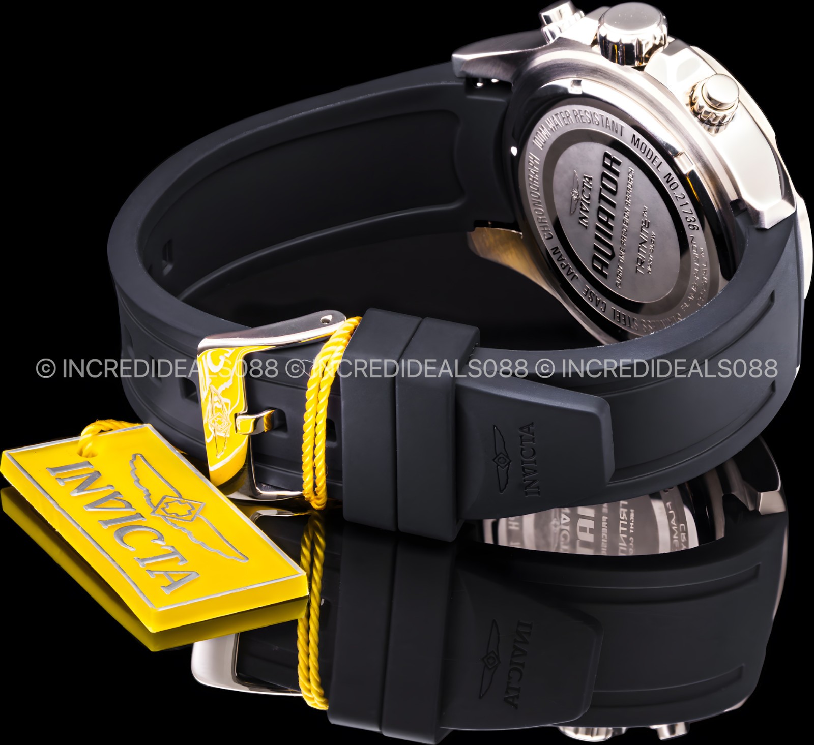 Invicta Mens AVIATOR Multi Function Black Carbon Fiber Dial Black Strap SS Watch