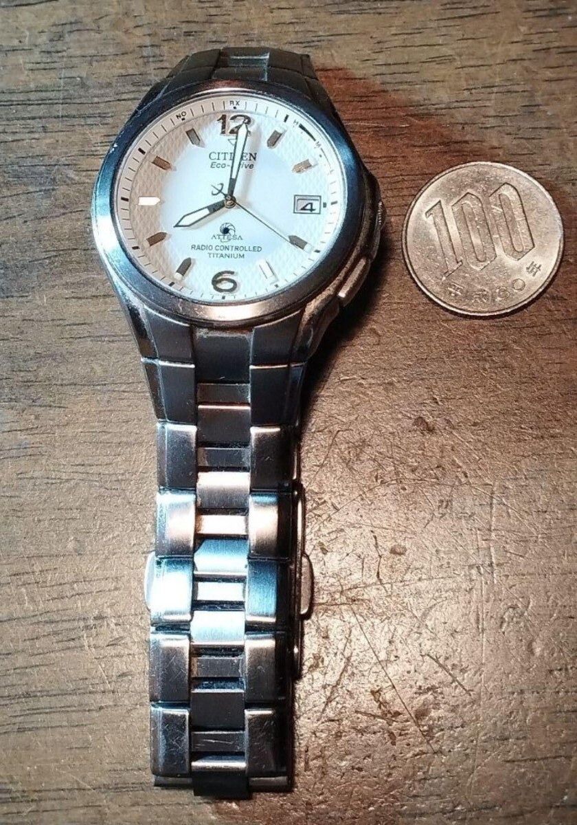 Citizen Attesa Eco-Drive Radio Controlled Date Titanium Watch Japan