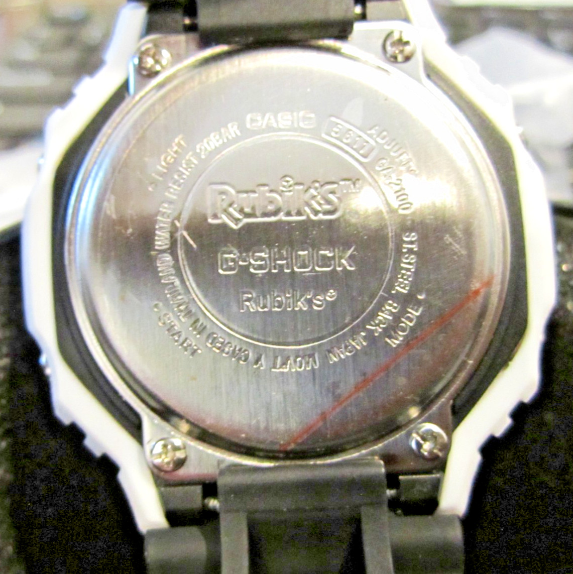 Casio G-Shock Rubik’s Cube Watch White Resin Case with Black Resin GA-2100