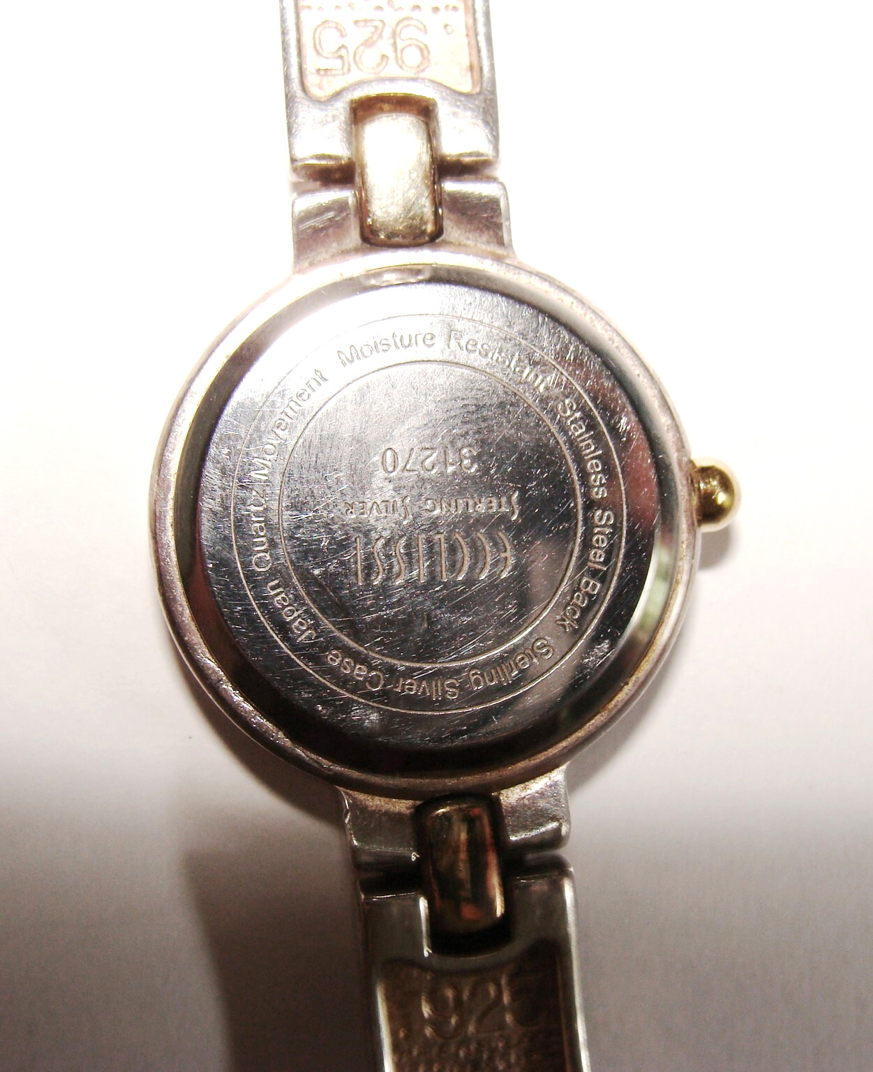 Ecclissi Sterling Silver 2-Tone 46.9g #31270 Nail Head Bracelet Watch 7.25″