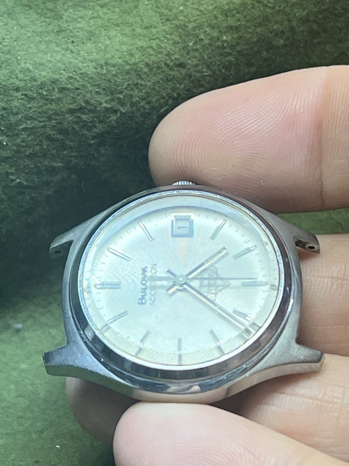 Vintage Bulova Accutron N7 35mm Watch Quartz Head Only – WORKS! Lug Hole Issue.
