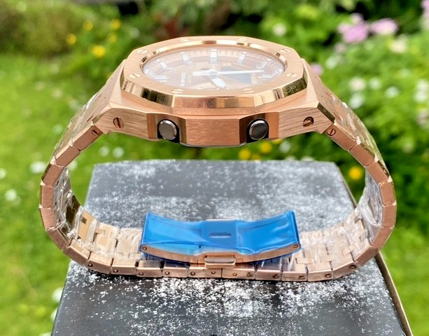 New Casio G-Shock GA2100 added Stainless Steel All Rose Gold Color MOD
