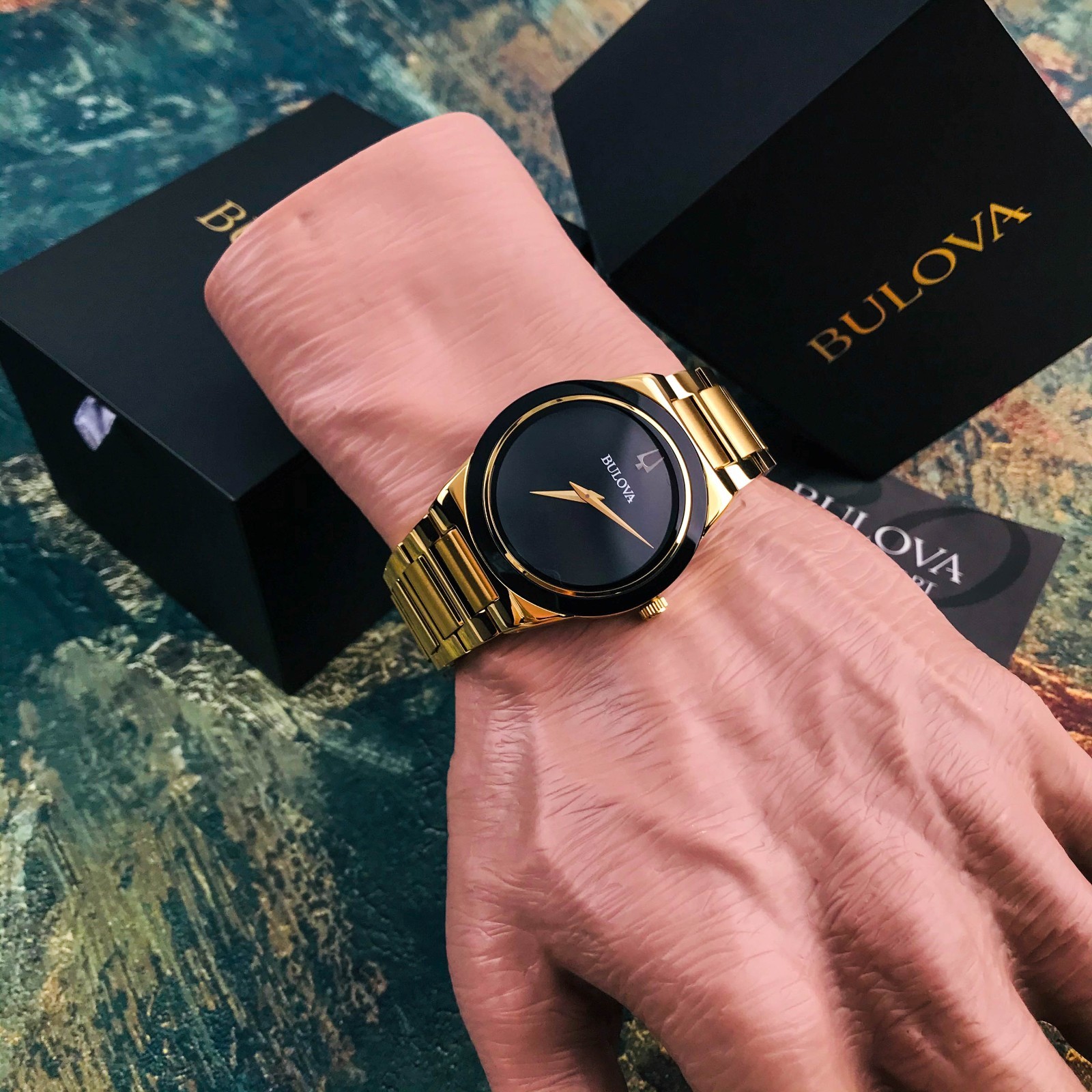 Bulova 97A183 Millennia Black Dial Gold-Tone Stainless Steel Men’s Watch 41mm