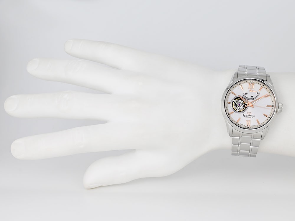 ORIENT STAR RK-AT0024S Contemporary Semi-Skeleton Automatic White Silver