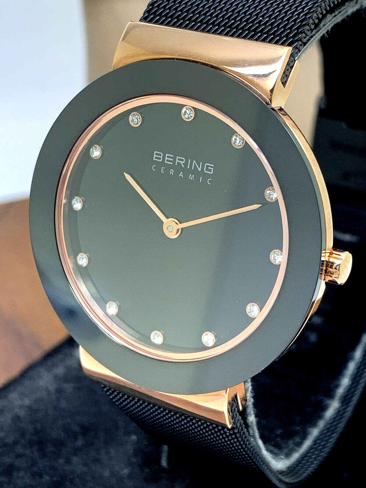 Bering Women’s Watch 11435-166 Quartz Rose Gold Black Ceramic Stainless Steel
