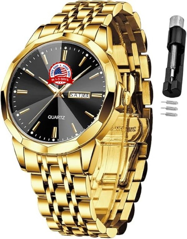 Reloj Para Hombre Dorado Elegante Uso Formal Casual Calidad 3atm TOP NUEVO