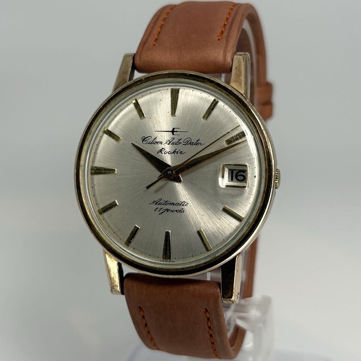 CITIZEN Auto Data 1960s Automatic Watch New Belt Vintage Antique Date Working