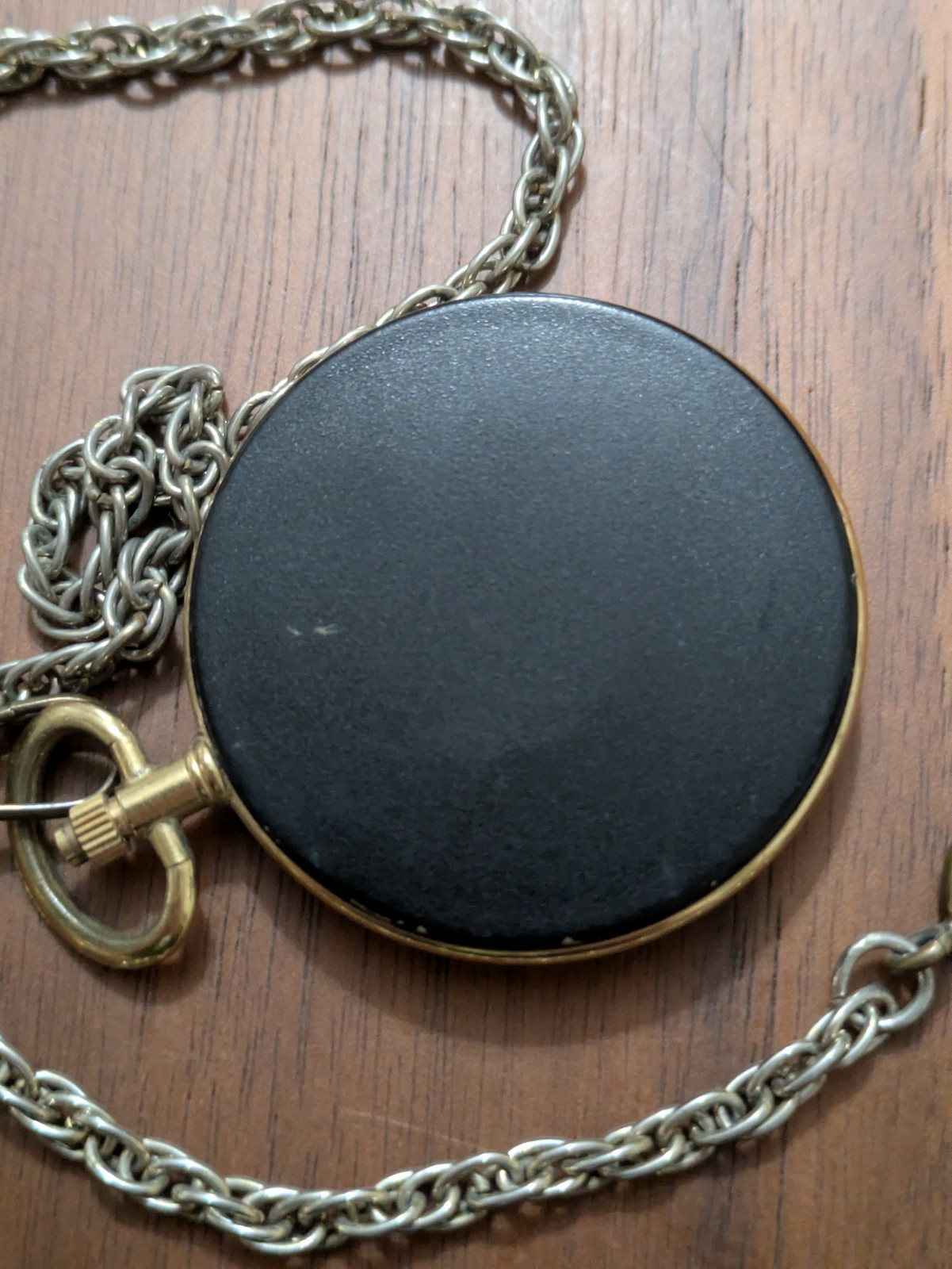 Vintage (1990s) Helbros Black & Gold Quartz Pocket Watch with Chain