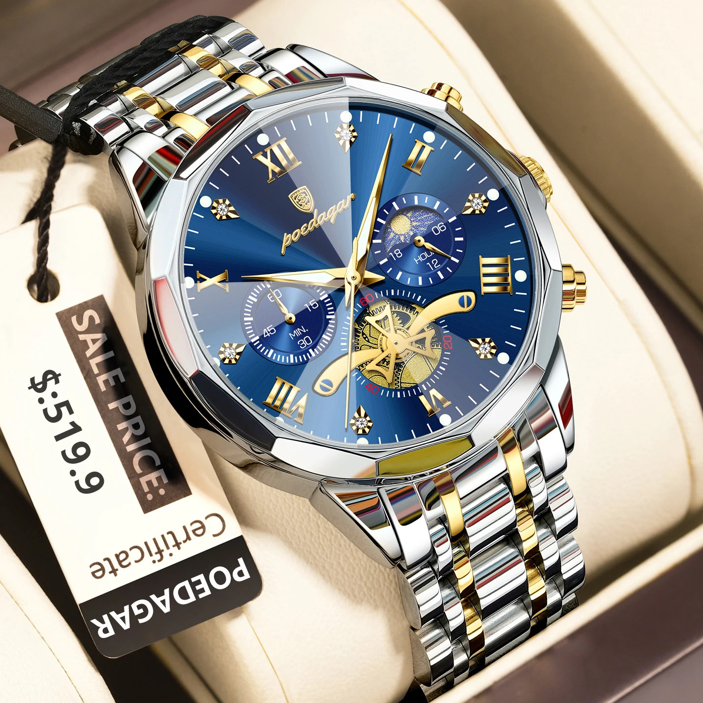 POEDAGAR Luxury Men Watch Top Original Waterproof Luminous Chronograph Man Wrist