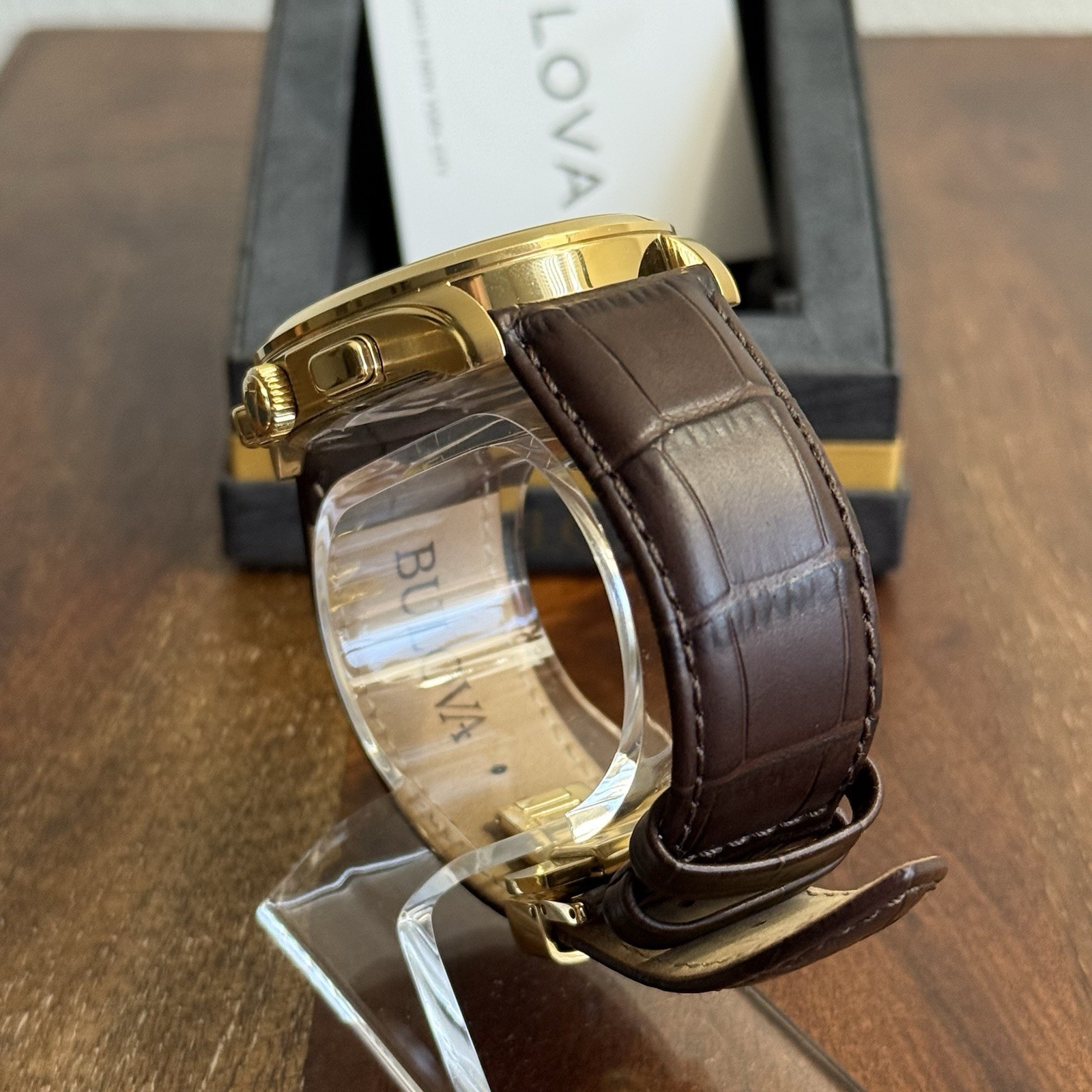 Bulova Men’s Classic Wilton Brown Leather Strap Watch 46.5mm – 97B169
