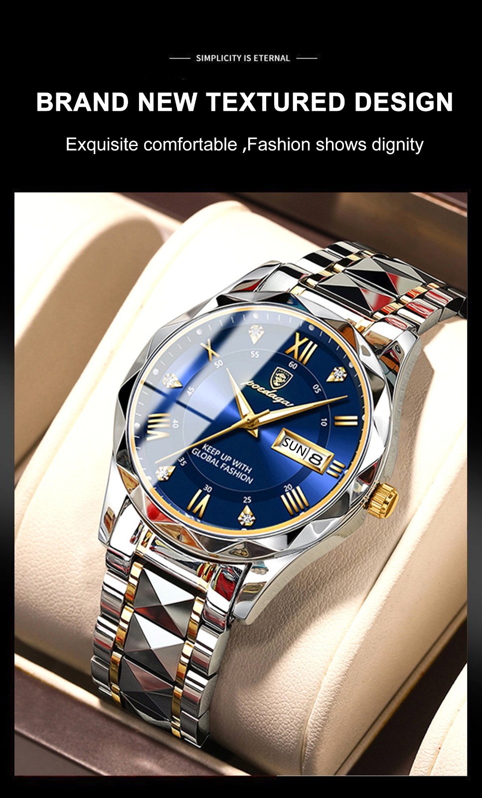 Original POEDAGAR Men Top Brand Business Luxury Waterproof Quartz Watch Blue UK