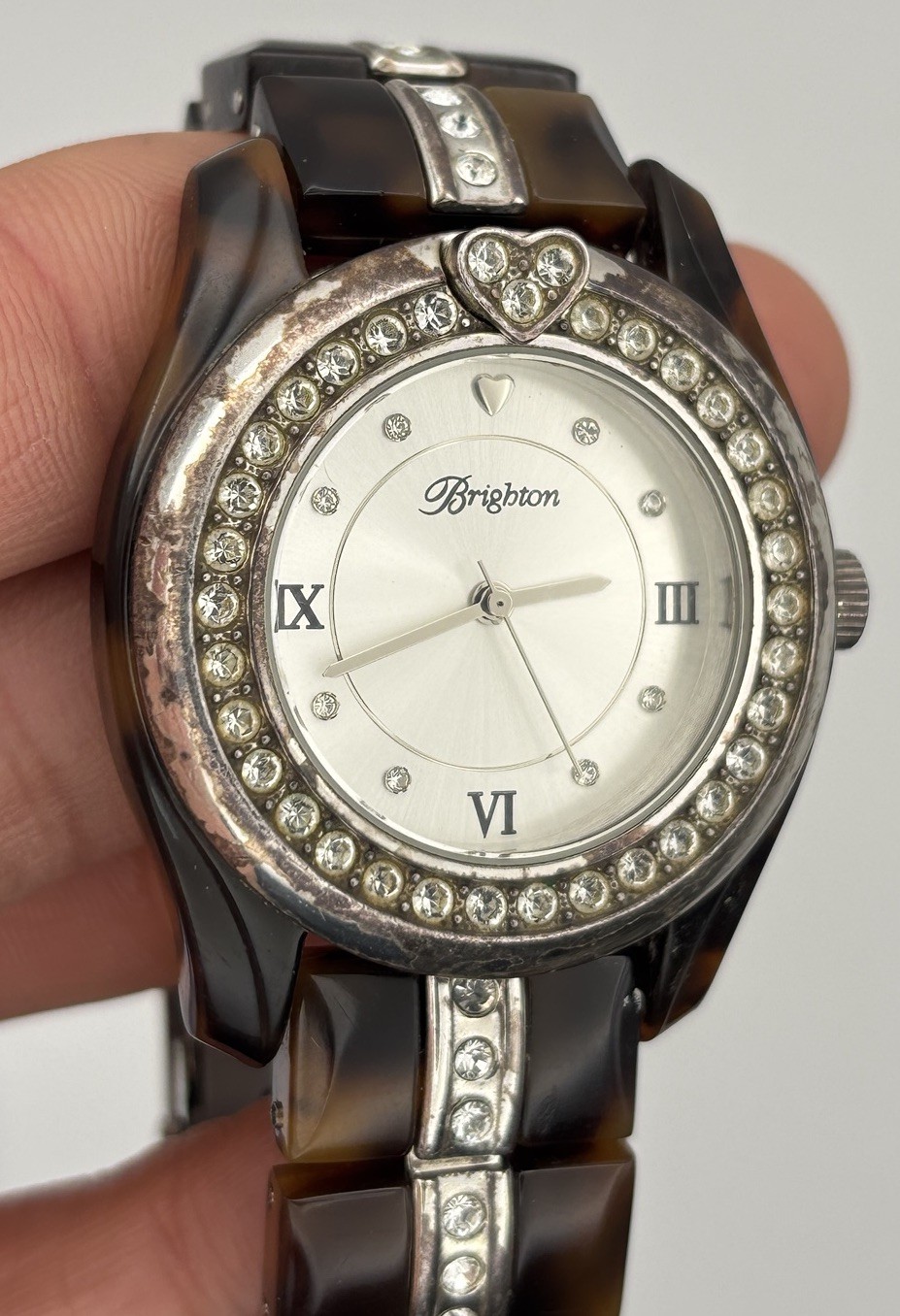 Brighton Dana Point Tortoiseshell Quartz Watch Swarovski Crystals #8.25