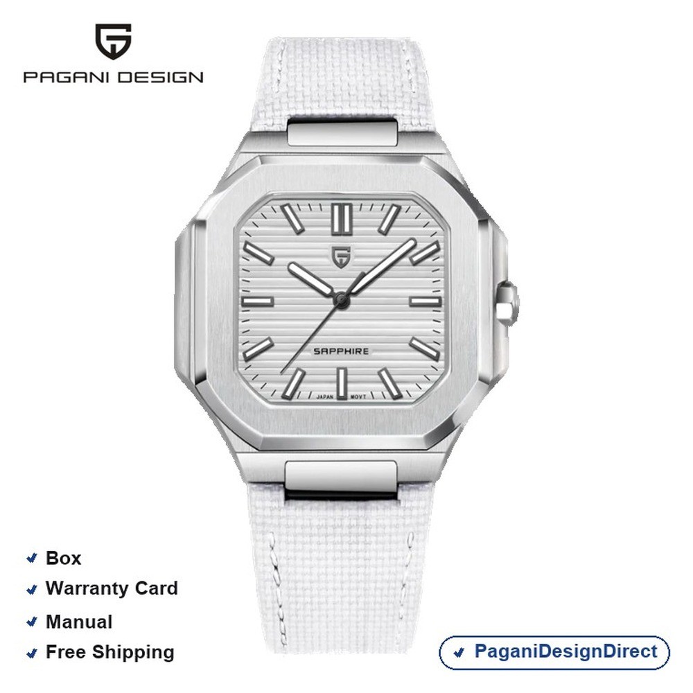 Pagani Design PD-YS019 Silver White Leather Automatic Men’s Watch