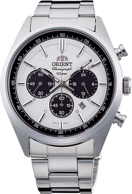 ORIENT WV0041TX Neo 70’s Solar Panda Chronograph White Dial Men’s Watch New